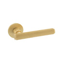 Millhouse Brass Stephenson Knurled Lever Door Handle on 5mm Slimline Round Rose - Satin Brass - MHSR250SB - Choice Handles