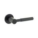 Millhouse Brass Mason Knurled Lever Door Handle on 5mm Slimline Round Rose - Matt Black - MHSR500MB - Choice Handles