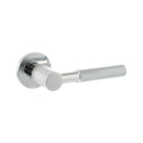 Millhouse Brass Mason Knurled Lever Door Handle on 5mm Slimline Round Rose - Polished Chrome - MHSR500PC - Choice Handles