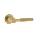 Millhouse Brass Mason Knurled Lever Door Handle on 5mm Slimline Round Rose - Satin Brass - MHSR500SB - Choice Handles