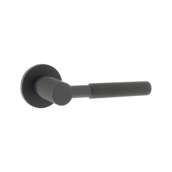 Millhouse Brass Mason Knurled Lever Door Handle on 5mm Slimline Round Rose - Urban Dark Bronze - MHSR500UDB - Choice Handles