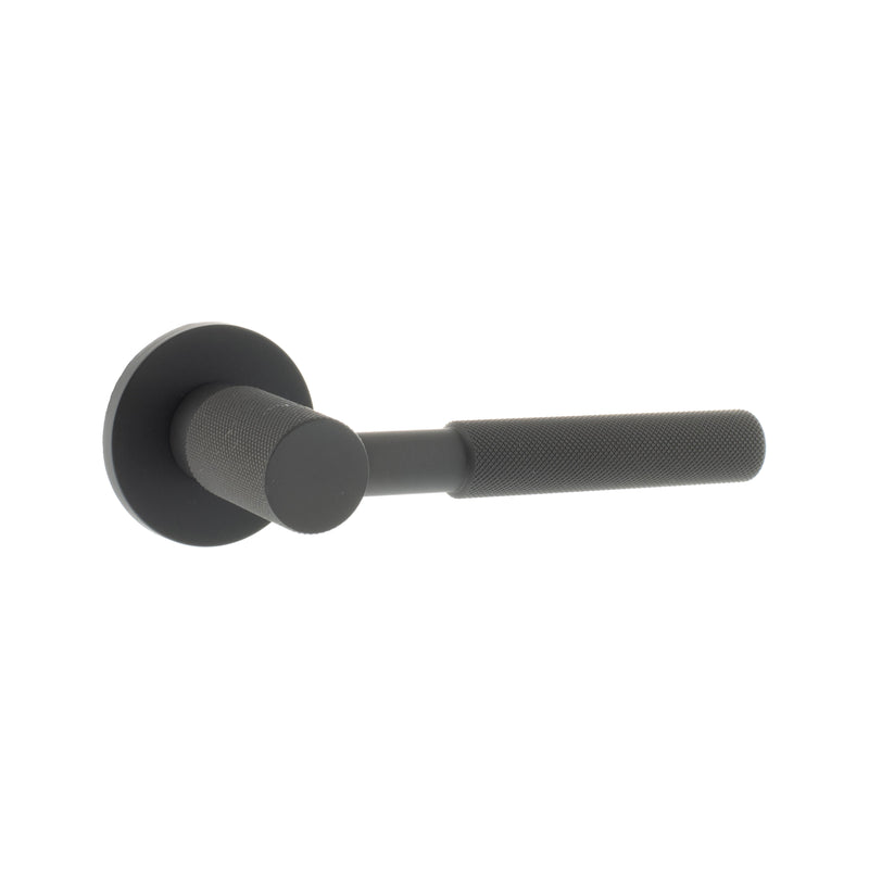 Millhouse Brass Mason Knurled Lever Door Handle on 5mm Slimline Round Rose - Urban Dark Bronze - MHSR500UDB - Choice Handles