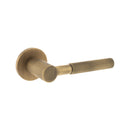 Millhouse Brass Mason Knurled Lever Door Handle on 5mm Slimline Round Rose - Yester Bronze - MHSR500YB - Choice Handles