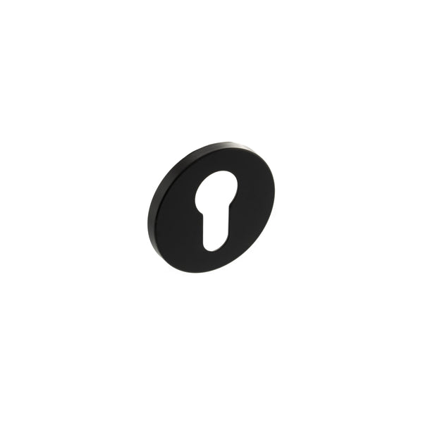 Millhouse Brass Euro Escutcheons on 5mm Slimline Round Rose - Matt Black - MHSREMB - Choice Handles