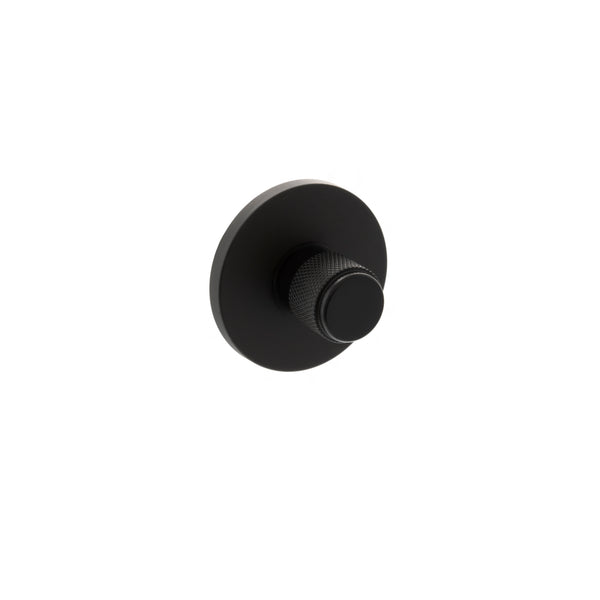Millhouse Brass Knurled WC Turn and Release on 5mm Slimline Round Rose - Matt Black - MHSRKWCMB - Choice Handles
