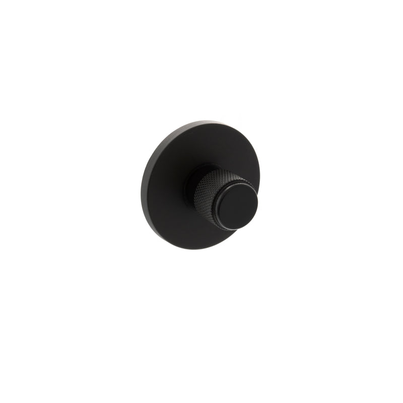 Millhouse Brass Knurled WC Turn and Release on 5mm Slimline Round Rose - Matt Black - MHSRKWCMB - Choice Handles