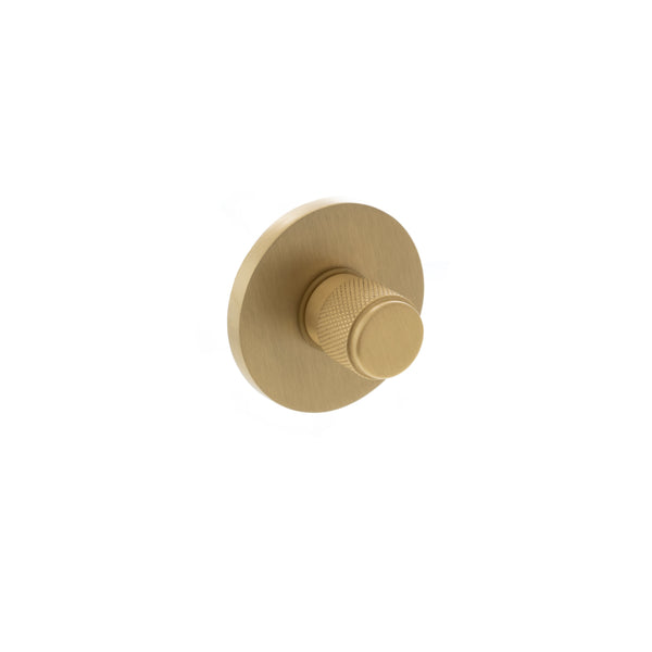 Millhouse Brass Knurled WC Turn and Release on 5mm Slimline Round Rose - Satin Brass - MHSRKWCSB