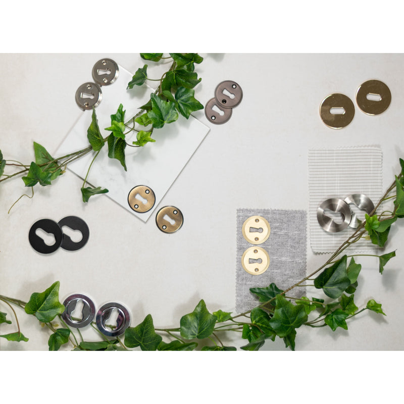 Millhouse Brass Key Escutcheons on 5mm Slimline Round Rose - Yester Bronze - MHSRKYB - Choice Handles