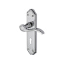 Heritage Brass Door Handle Lever Lock Verona Small Design Polished Chrome finish - MM624-PC - Choice Handles