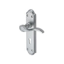 Heritage Brass Door Handle Lever Lock Verona Small Design Satin Chrome finish - MM624-SC - Choice Handles