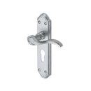 Heritage Brass Door Handle for Euro Profile Plate Verona Small Design Satin Chrome finish - MM625-SC - Choice Handles