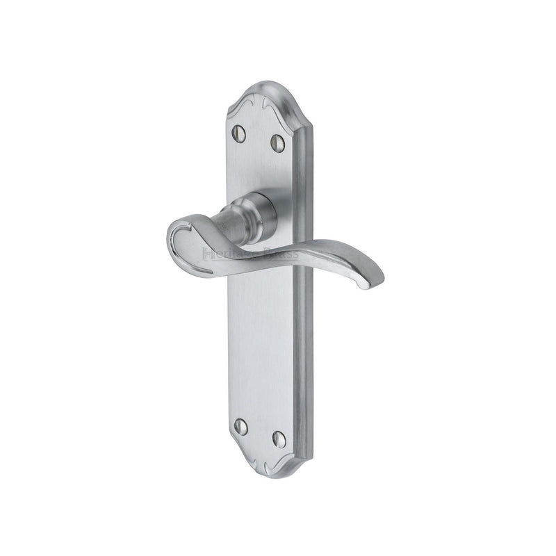 Heritage Brass Door Handle Lever Latch Verona Small Design Satin Chrome finish - MM627-SC - Choice Handles