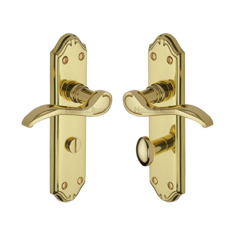 Heritage Brass Door Handle for Bathroom Verona Small Design Polished Brass finish - MM628-PB - Choice Handles