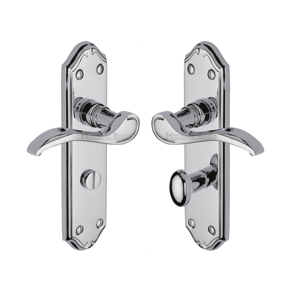 Heritage Brass Door Handle for Bathroom Verona Small Design Polished Chrome finish - MM628-PC - Choice Handles