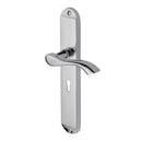 Heritage Brass Door Handle Lever Lock Algarve Long Design Polished Chrome finish - MM7200-PC - Choice Handles