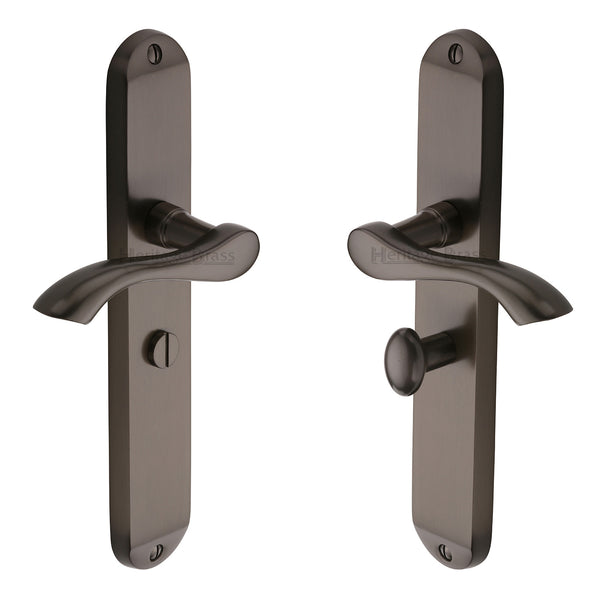 Heritage Brass Door Handle for Bathroom Algarve Long Design Matt Bronze finish - MM7230-MB - Choice Handles