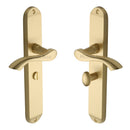 Heritage Brass Door Handle for Bathroom Algarve Long Design Satin Brass finish - MM7230-SB - Choice Handles