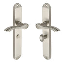 Heritage Brass Door Handle for Bathroom Algarve Long Design Satin Nickel finish - MM7230-SN - Choice Handles