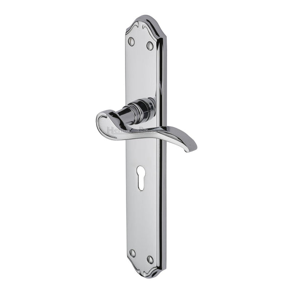 Heritage Brass Door Handle Lever Lock Verona Design Polished Chrome finish - MM824-PC - Choice Handles