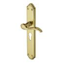 Heritage Brass Door Handle for Euro Profile Plate Verona Design Polished Brass finish - MM825-PB - Choice Handles