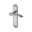 Heritage Brass Door Handle Lever Lock Algarve Design Satin Chrome finish - MM924-SC - Choice Handles