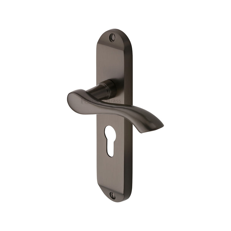 Heritage Brass Door Handle for Euro Profile Plate Algarve Design Matt Bronze finish
 - MM925-MB - Choice Handles