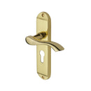 Heritage Brass Door Handle for Euro Profile Plate Algarve Design Polished Brass finish - MM925-PB - Choice Handles