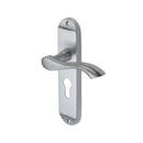 Heritage Brass Door Handle for Euro Profile Plate Algarve Design Satin Chrome finish - MM925-SC - Choice Handles