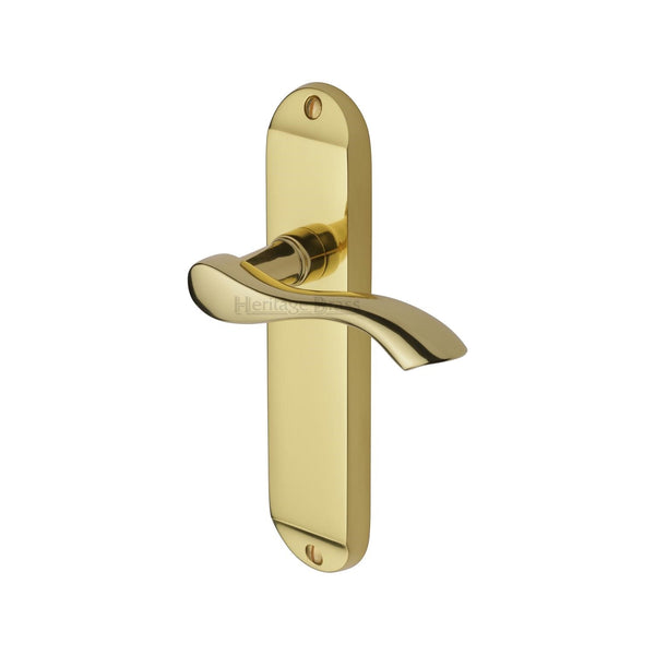 Heritage Brass Door Handle Lever Latch Algarve Design Polished Brass finish - MM927-PB - Choice Handles