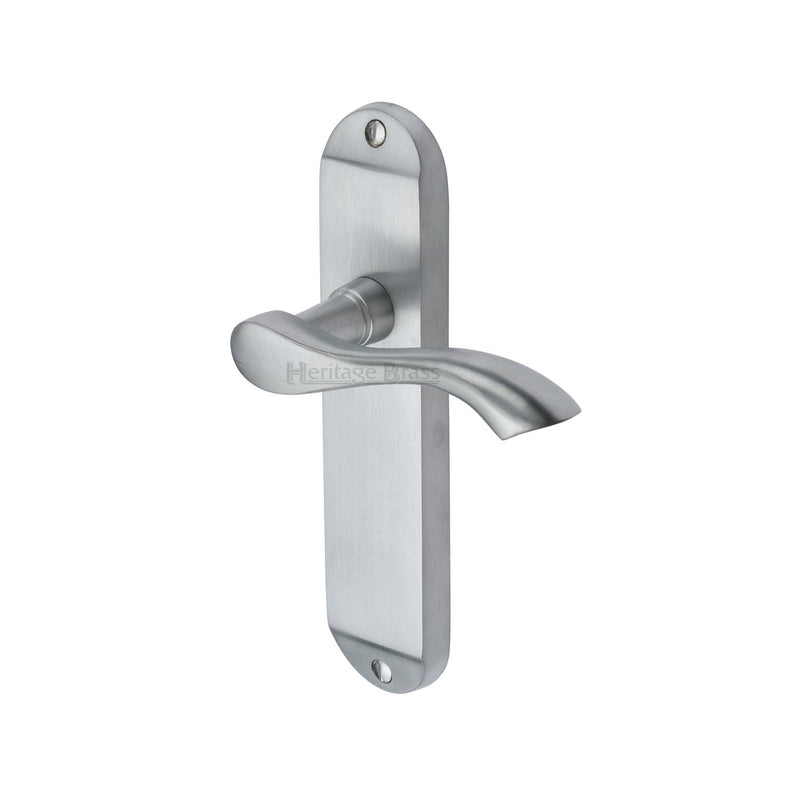 Heritage Brass Door Handle Lever Latch Algarve Design Satin Chrome finish - MM927-SC - Choice Handles