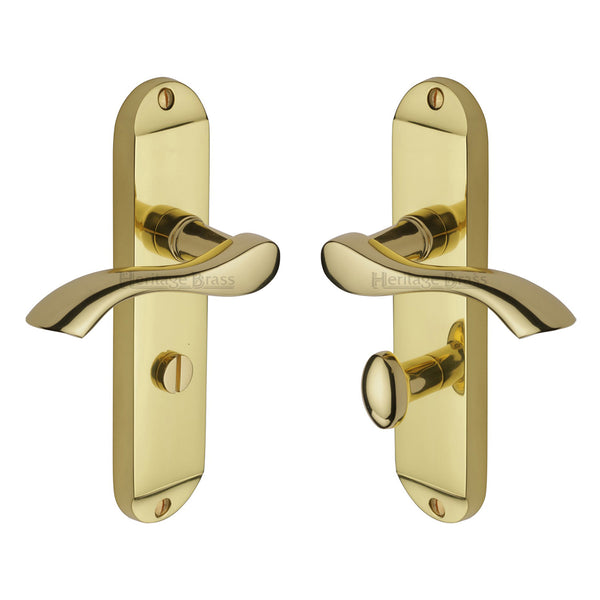 Heritage Brass Door Handle for Bathroom Algarve Design Polished Brass finish - MM928-PB - Choice Handles