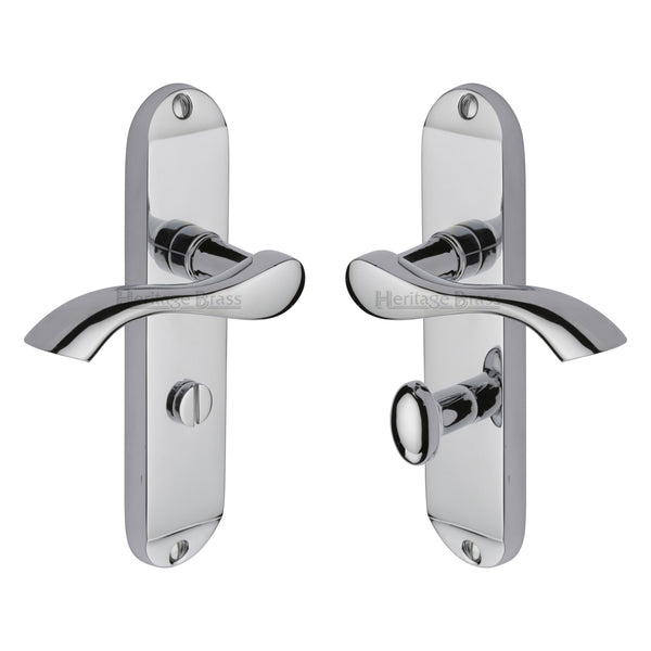 Heritage Brass Door Handle for Bathroom Algarve Design Polished Chrome finish - MM928-PC - Choice Handles