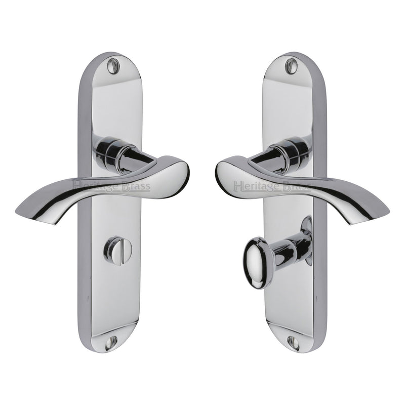 Heritage Brass Door Handle for Bathroom Algarve Design Polished Chrome finish - MM928-PC - Choice Handles