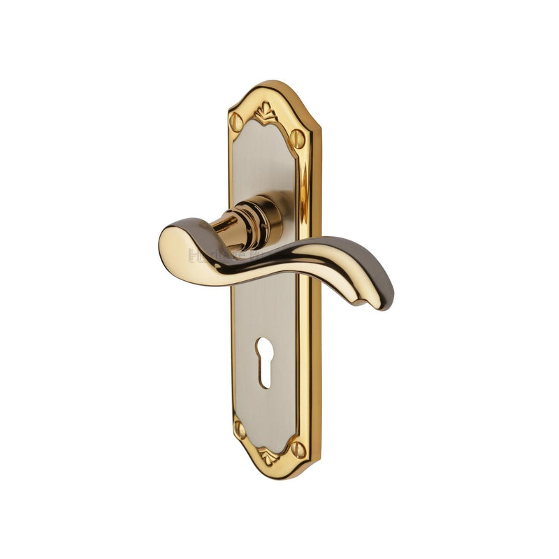 Heritage Brass Door Handle Lever Lock Lisboa Design Jupiter finish - MM991-JP - Choice Handles