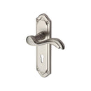 Heritage Brass Door Handle Lever Lock Lisboa Design Satin Nickel finish - MM991-SN - Choice Handles