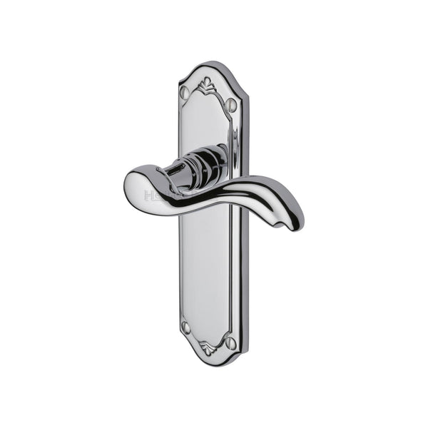 Heritage Brass Door Handle Lever Latch Lisboa Design Polished Chrome finish - MM992-PC - Choice Handles
