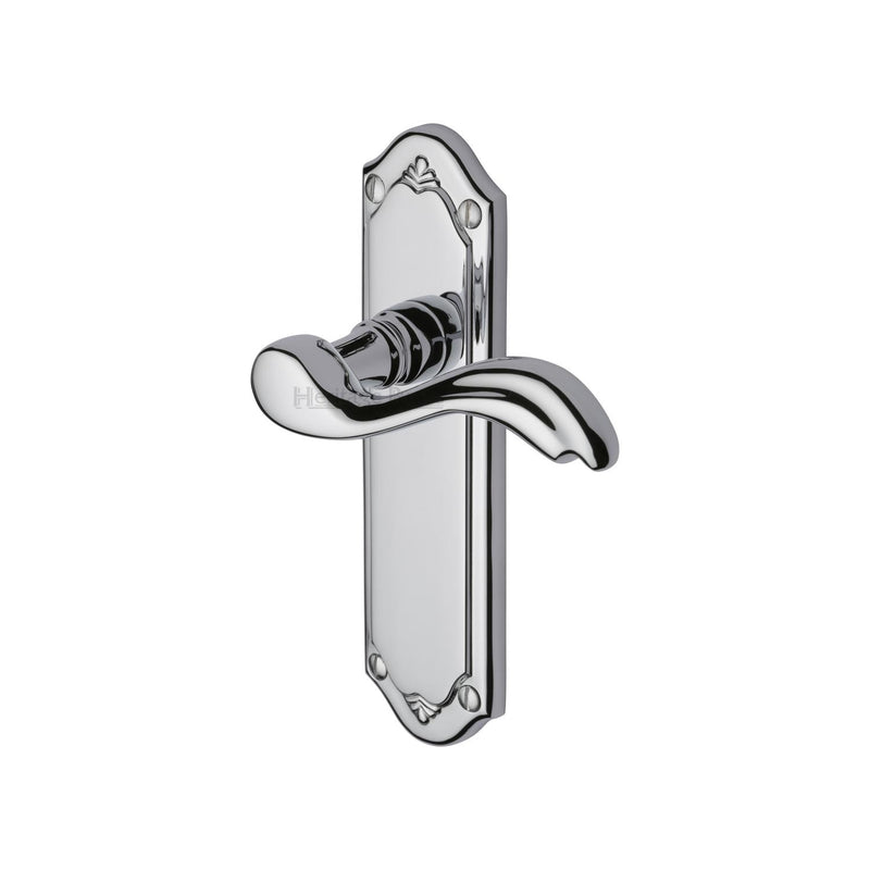 Heritage Brass Door Handle Lever Latch Lisboa Design Polished Chrome finish - MM992-PC - Choice Handles