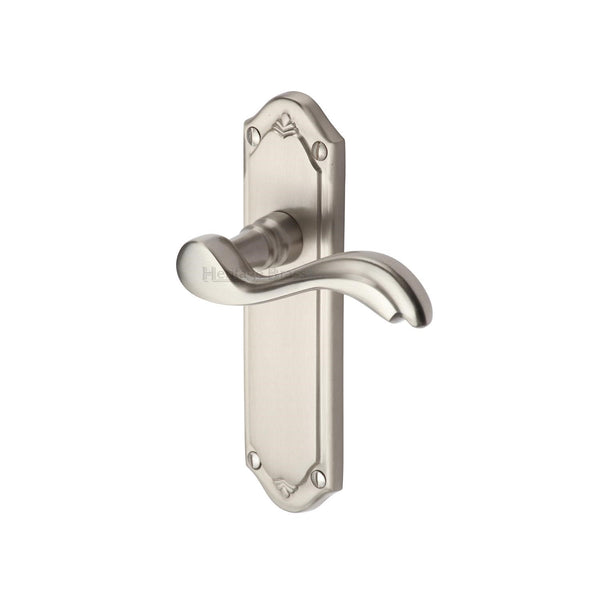 Heritage Brass Door Handle Lever Latch Lisboa Design Satin Nickel finish - MM992-SN - Choice Handles