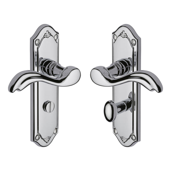 Heritage Brass Door Handle for Bathroom Lisboa Design Polished Chrome finish - MM993-PC - Choice Handles