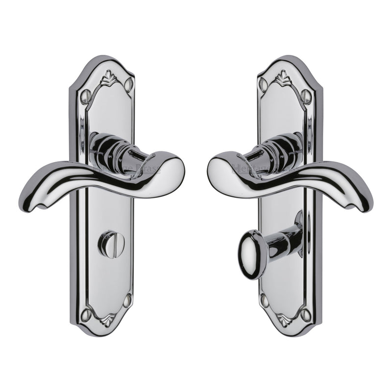 Heritage Brass Door Handle for Bathroom Lisboa Design Polished Chrome finish - MM993-PC - Choice Handles