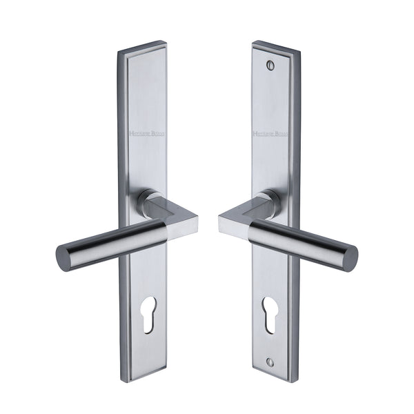 Heritage Brass Multi-Point Door Handle Lever Lock Bauhaus LH Design Satin Chrome finish
 - MP2259.LH-SC - Choice Handles