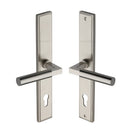 Heritage Brass Multi-Point Door Handle Lever Lock Bauhaus LH Design Satin Nickel finish - MP2259.LH-SN - Choice Handles
