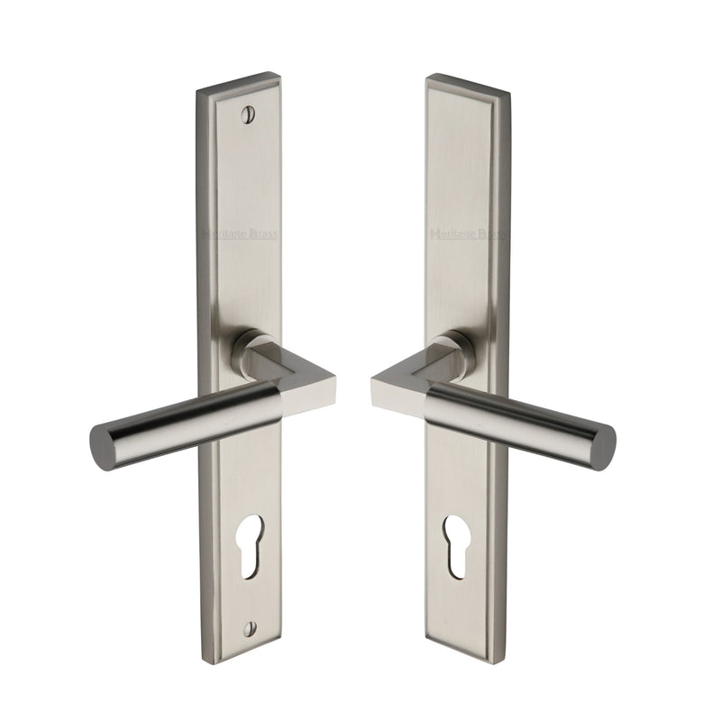 Heritage Brass Multi-Point Door Handle Lever Lock Bauhaus RH Design Satin Nickel finish - MP2259.RH-SN - Choice Handles