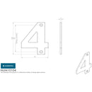 Eurospec - 100mm Door Numerals Number 4  - Bright Stainless Steel - NUM10104BSS - Choice Handles