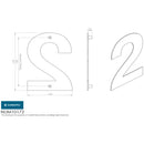 Eurospec - 178mm Stainless Steel 7" Door Numerals (0-9) (Number 2) - Satin Stainless Steel - NUM10172SSS - Choice Handles