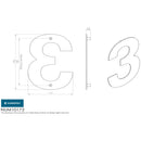 Eurospec - 178mm Stainless Steel 7" Door Numerals (0-9) (Number 3) - Bright Stainless Steel - NUM10173BSS - Choice Handles