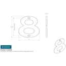 Eurospec - 50mm Door Numerals Number 8 - Bright Stainless Steel - NUM10508BSS - Choice Handles