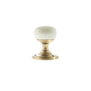 Old English Skipton Porcelain Cream Crackle Door Knob on Face Fix Rose - Antique Brass - OE59CMKCMAB - Choice Handles