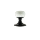 Old English Skipton Porcelain White Crackle Door Knob on Face Fix Rose - Matt Black - OE59CMKWHMB - Choice Handles