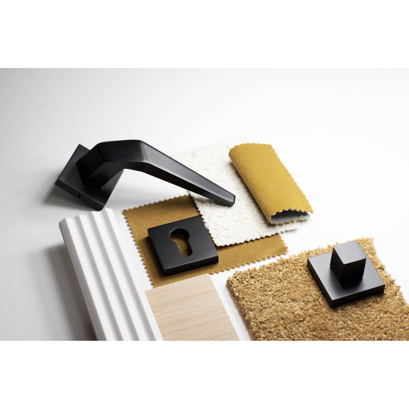 Oro&Oro Ivy Lever Door Handle on Square Rose - Matt Black - O9615EMB